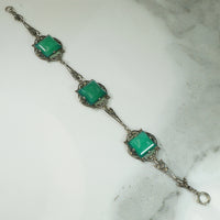 Marcasite Art Deco Chrysoprase Bracelet