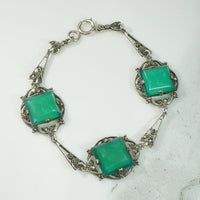 Marcasite Art Deco Chrysoprase Bracelet