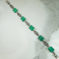 Deco Beauty Sterling Marcasite Chrysoprase Bracelet