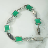 Deco Beauty Sterling Marcasite Chrysoprase Bracelet