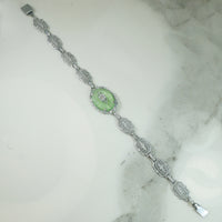 Art Deco Chrome Filigree Link Bracelet