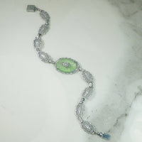 Art Deco Chrome Filigree Link Bracelet