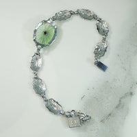Art Deco Chrome Filigree Link Bracelet