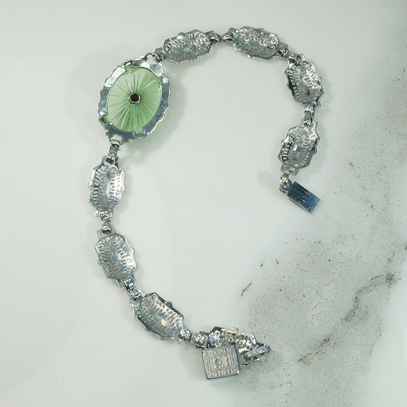 Art Deco Chrome Filigree Link Bracelet