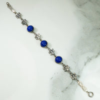Sterling Floral Art Glass Bracelet
