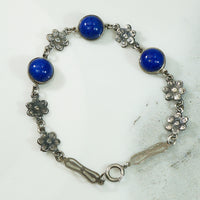 Sterling Floral Art Glass Bracelet