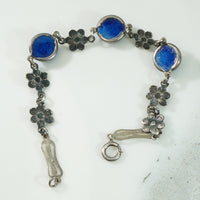 Sterling Floral Art Glass Bracelet