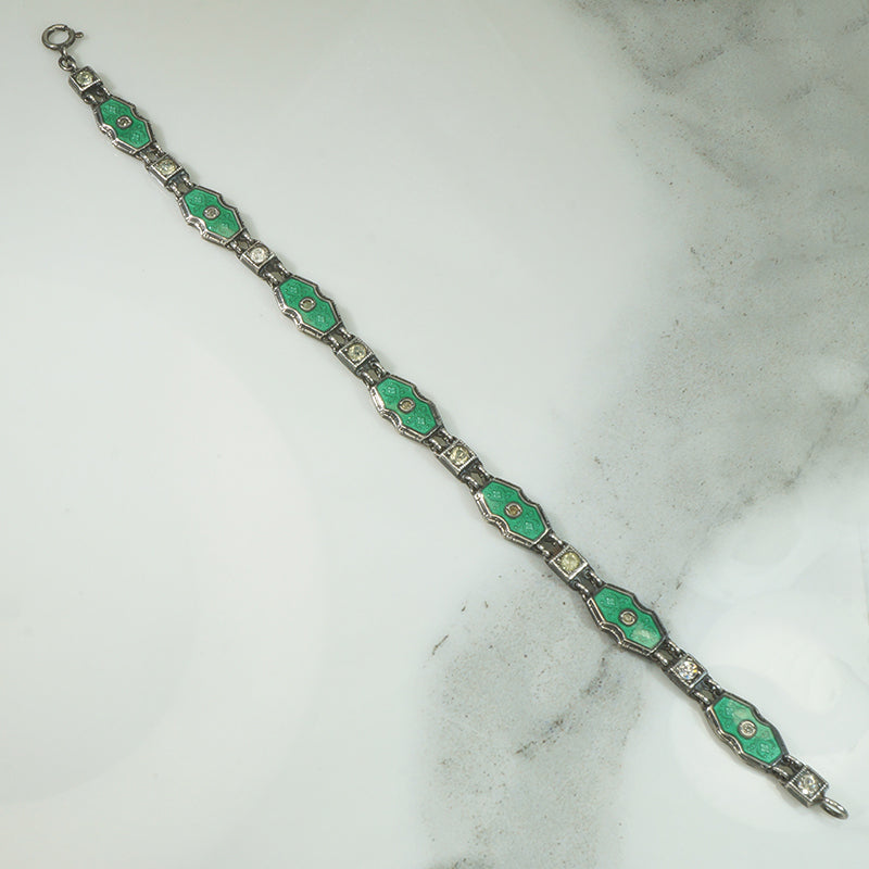 Guilloché Enamel Sterling Silver Bracelet