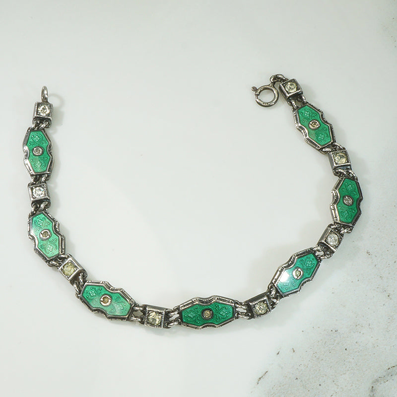 Guilloché Enamel Sterling Silver Bracelet