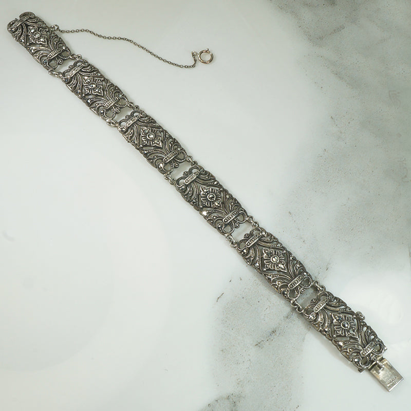 Stunning Marcasite Sterling Art Deco Bracelet