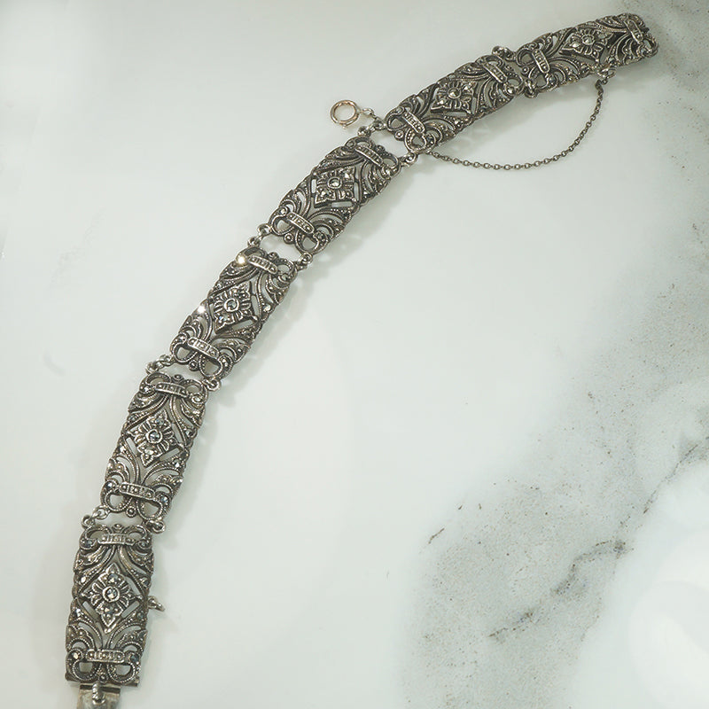 Stunning Marcasite Sterling Art Deco Bracelet
