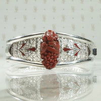 Art Glass and Enamel Filigree Bangle c1920