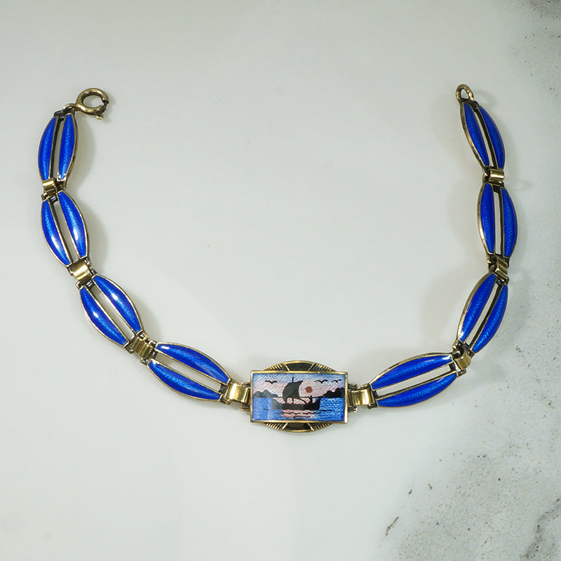 Enameled Holmsen Norwegian Ship Bracelet