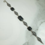 Deco Onyx and Marcasite Sterling Bracelet