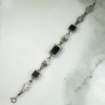 Deco Onyx and Marcasite Sterling Bracelet