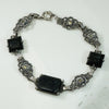 Deco Onyx and Marcasite Sterling Bracelet