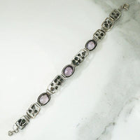 German Bracelet of Silver Roses & Amethysts