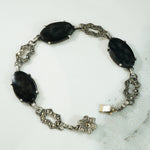 Dark and Sparkly Onyx and Marcasite Bracelet