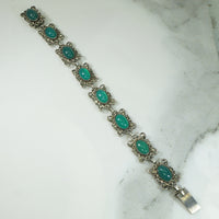 Deco Chrysoprase Sterling Marcasite Bracelet
