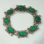 Deco Chrysoprase Sterling Marcasite Bracelet