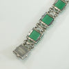 Sterling Silver and Green Chrysoprase Deco Bracelet