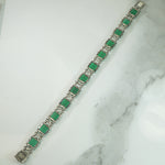 Sterling Silver and Green Chrysoprase Deco Bracelet