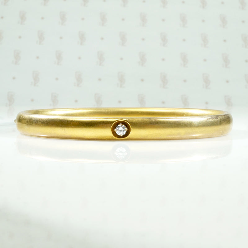Edwardian Diamond Set Gold Hinged Bangle