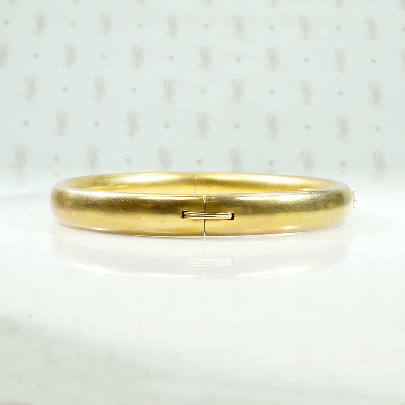 Edwardian Diamond Set Gold Hinged Bangle