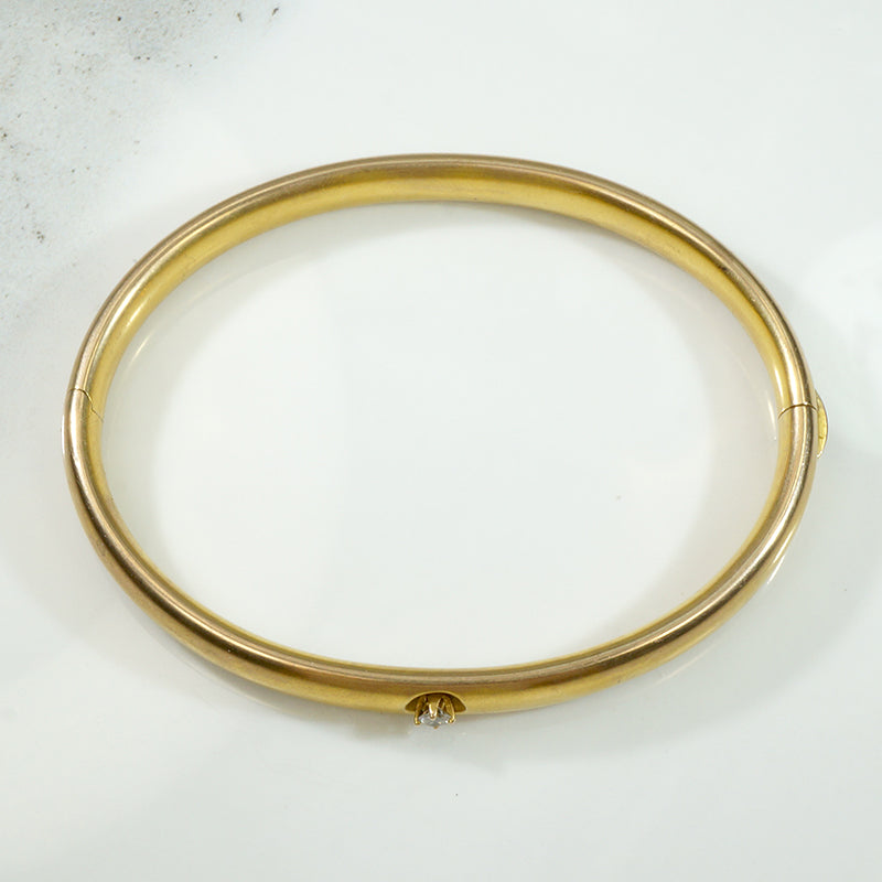 Edwardian Diamond Set Gold Hinged Bangle