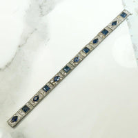 Art Deco Blue & White Paste Line Bracelet
