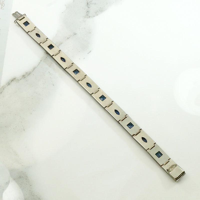 Art Deco Blue & White Paste Line Bracelet