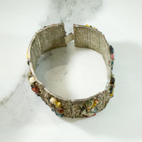 Incredible Chinese Figural Filigreed Panel Bracelet