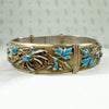 Enameled Chrysanthemum Chinese Silver Bracelet