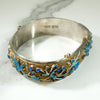 Enameled Chrysanthemum Chinese Silver Bracelet