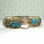 Enameled Chrysanthemum Chinese Silver Bracelet