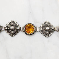 Fiery Citrine & Silver Filigree Bracelet