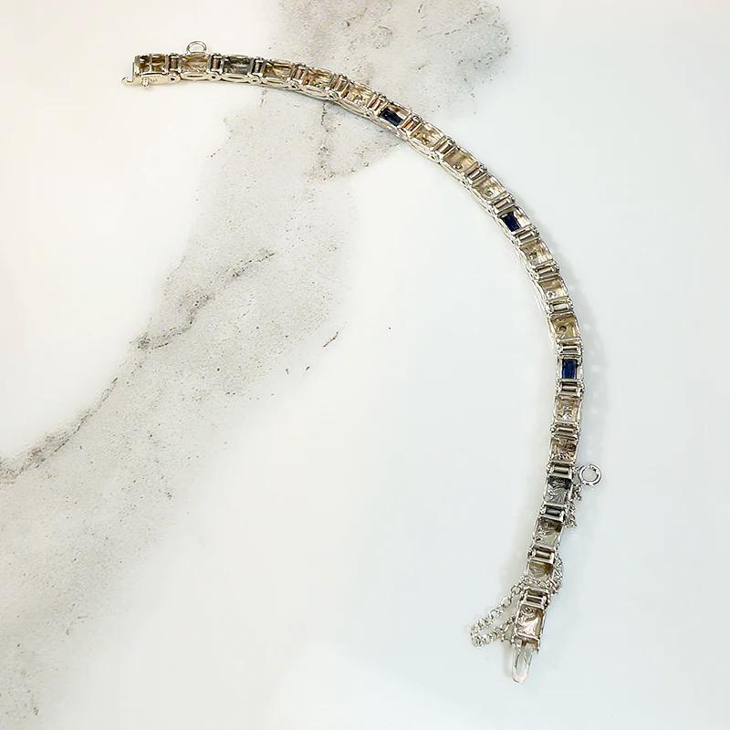 Acanthus Motif Diamond & Sapphire Deco Bracelet