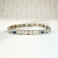 Acanthus Motif Diamond & Sapphire Deco Bracelet
