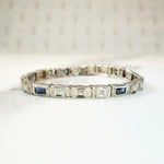Acanthus Motif Diamond & Sapphire Deco Bracelet