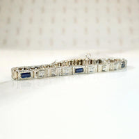 Acanthus Motif Diamond & Sapphire Deco Bracelet
