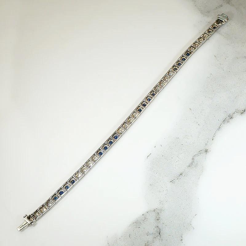 Refined Diamond & Sapphire Art Deco Line Bracelet