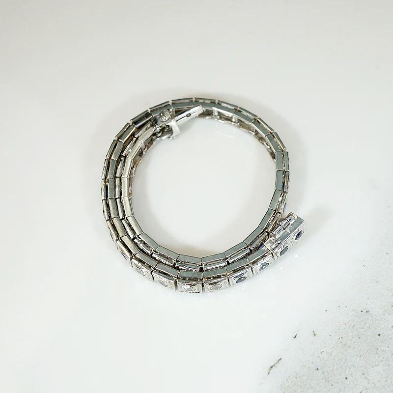 Refined Diamond & Sapphire Art Deco Line Bracelet