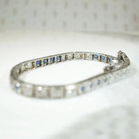 Refined Diamond & Sapphire Art Deco Line Bracelet