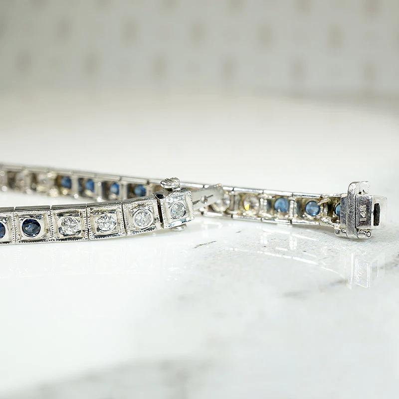 Refined Diamond & Sapphire Art Deco Line Bracelet