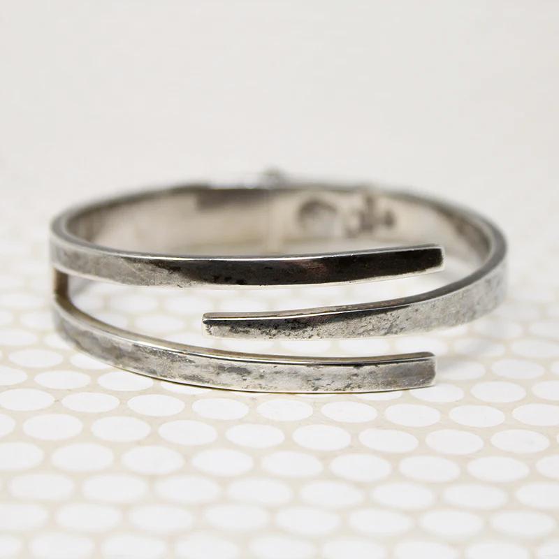 Edgy Sterling Hinged Bracelet Signed Los Ballestros