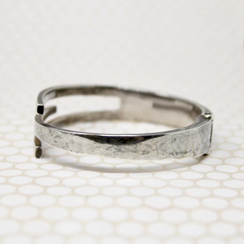 Edgy Sterling Hinged Bracelet Signed Los Ballestros