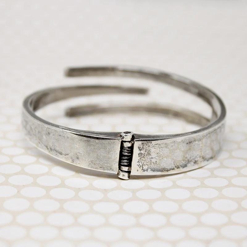 Edgy Sterling Hinged Bracelet Signed Los Ballestros