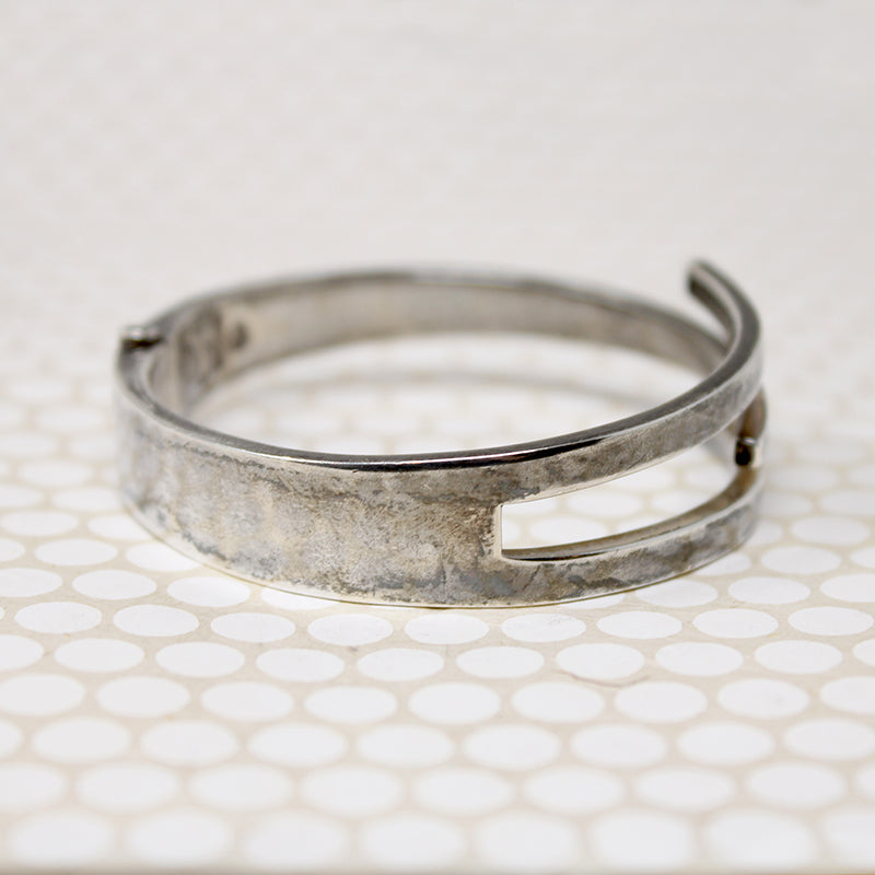Edgy Sterling Hinged Bracelet Signed Los Ballestros