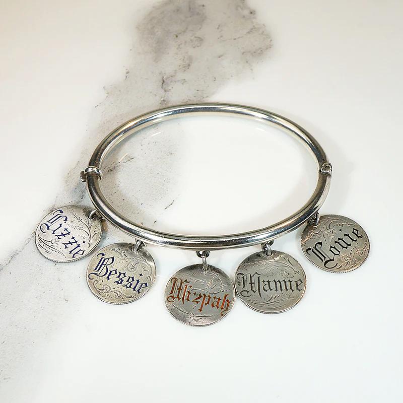 The Whole Family Victorian Sentimental Sterling Bracelet