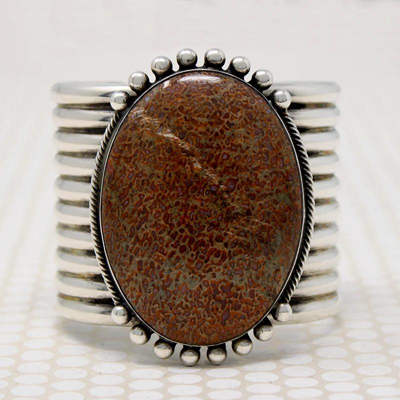 Superb Stone & Sterling Huge Cuff by Mike Bird-Romero